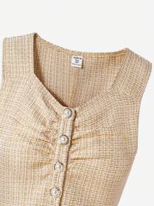 2pcs Teen Girl Outfit - Top And Skirt Set, Summer Casual Wear - Apricot - View 5