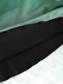 Sweetra 优雅扎染网眼褶皱美人鱼吊带连衣裙，夏季长款女装 - 綠色 - 查看 5
