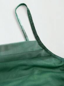 Sweetra 优雅扎染网眼褶皱美人鱼吊带连衣裙，夏季长款女装 - 綠色 - 查看 3