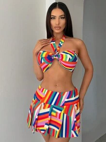 SHEIN SXY Two Pieces Outfits Summer Sets Summer Outfits Super Cut Top And Extra Skirt
