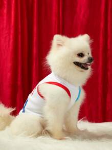PETSIN Camiseta blanca para mascotas con impresión de letra que dice 'Amo USA', huella de pata de perro y bandera, para el Día de la Independencia de Estados Unidos