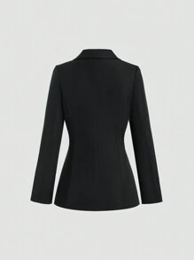 Sweetra Blazer liso con detalle de pliegues y un solo botón