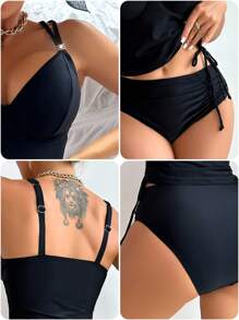 SHEIN Swim Women's Solid Color Basic Camisole For Daily Wear Summer - Black - View 7