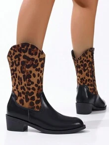 ROMWE Women's Leopard Print Ankle Boots And Short Boots - Brown - View 2