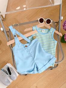 Baby Girl Spring/Summer Cute And Comfortable Embroidered Heart Top With Skirt Set - Multicolor - View 1