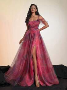 VIPGIRL VIPGIRL elegantes taillenbetontes Mesh-Damen-Abendkleid für Formalanlässe, Hochzeitsgast, für Abschluss, Dinner