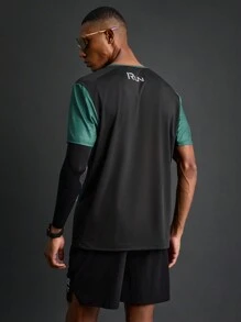 Acti Log Camiseta deportiva informal de manga corta con efecto color block para hombre, modelo de novio, de verano - Multicolor - Ver 2