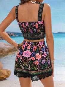 SHEIN VCAY Dames zomer casual vakantie bloem bedrukte mode shorts