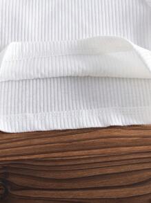 SHEIN Baby Girl Solid Color Round Neck Long Sleeve Jumpsuit And Denim Overalls With Patches, Summer Casual Outfit