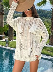 RueChic Hollow Out Sweater Casual - Apricot - View 5