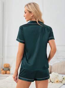 Conjunto de pijama con ribete de contraste - Verde - Ver 2