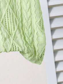 嬰兒女孩全色系簡約日常短袖上衣 - 綠色 - 查看 5