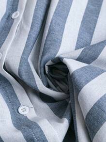 SHEIN Unity Casual Striped Shirt Dress For Women - Blue - View 5