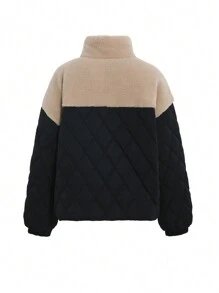 DAZY Women's Casual Colorblock Stand Collar Padded Coat, Winter ,Winter Women Clothes,Winter Coat Women