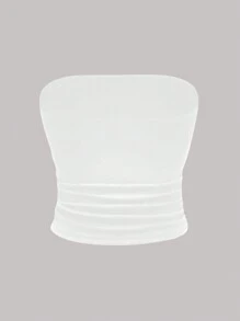 ROMWE Grunge Punk Gyaru 女士星星印花和水钻装饰露肩白色抹胸 - 白色 - 查看 2