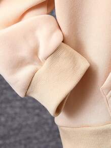 Tween Boys Kangaroo Pocket Half Button Hooded Tee Without Sweatshirt - Apricot - View 6