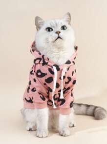 PETSIN 1件粉色可愛豹紋寵物運動衫 - 彩色 - 查看 1