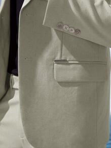 AKNOTIC Business Casual 易护理男士亚麻商务西装外套，秋冬款 - 灰色 - 查看 13