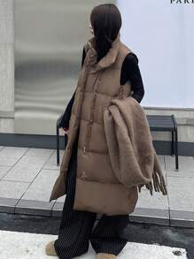 DAZY Gilet da donna senza maniche con collo alto, imbottito e trapuntato, adatto per l'inverno, abbigliamento invernale da donna, cappotto invernale per donne