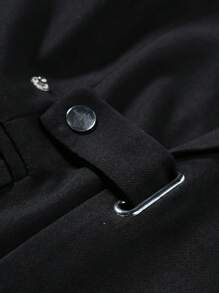 Manfinity Mode Men's Plus Size Spring/Autumn Classy Collar Long Sleeve Suit Jacket And Pants Business Travel Suit Set - Black - View 8