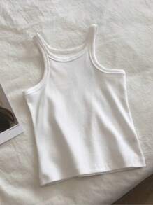 INAWLY Áo ba lỗ chắp vá có túi màu trơn mùa hè dành cho nữ, Áo cổ tròn không tay thông thường - Nhiều màu - Xem 5