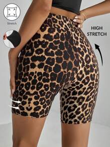 SHEIN Tall Shorts cortos de bicicleta con estampado de leopardo - Multicolor - Ver 1