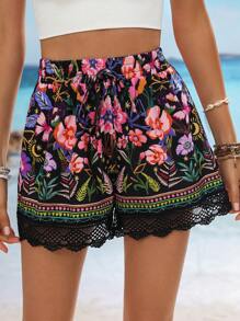 SHEIN VCAY Dames zomer casual vakantie bloem bedrukte mode shorts