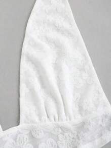 SHEIN Unity 女性夏季純色中空性感頸掛背心 - 白色 - 查看 3