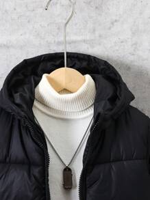SHEIN Explorewe Palton căptușit cu glugă, de zi cu zi, de culoare uni, pentru tineri