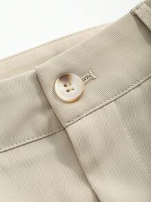 DAZY 女士纯色不对称裙摆阔腿裤，教师裤 - 杏色 - 查看 6