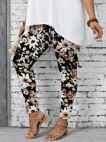 EMERY ROSE 大尺碼女士夏季休閒花紋打底褲