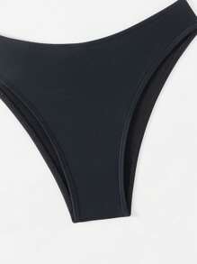 Swim EVENT Nữ Màu Trơn Cutout Vòng Liên Kết Tay Ngắn Bikini Gợi Cảm Bộ Đương Đại Bộ Bikini Đi Biển Mùa Hè - màu đen - Xem 6