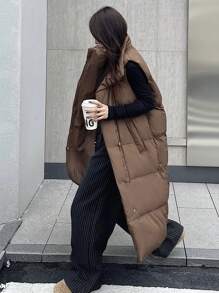 DAZY Gilet da donna senza maniche con collo alto, imbottito e trapuntato, adatto per l'inverno, abbigliamento invernale da donna, cappotto invernale per donne