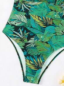 SHEIN Swim 女士休闲连体泳衣，随机印花设计，适合夏季日常穿着 - 彩色 - 查看 5