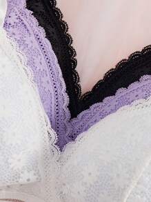 DesireSculpt 蕾丝时尚文胸套装（无钢圈，3件/套）多色内衣 - 彩色 - 查看 5