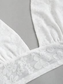 SHEIN Unity 女性夏季純色中空性感頸掛背心 - 白色 - 查看 4