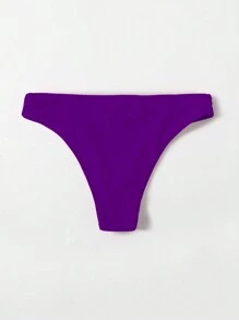 SHEIN Swim Solid Purple Bikini Bottom For Summer Beach - Violet Purple - View 2