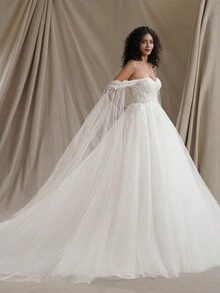 Váy cưới công chúa Váy cưới dài tay thanh lịch - Màu be - Xem 6