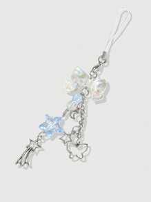 ROMWE Kawaii 1入組可愛藍色星形蝴蝶結手機/行李吊飾 - 彩色 - 查看 1