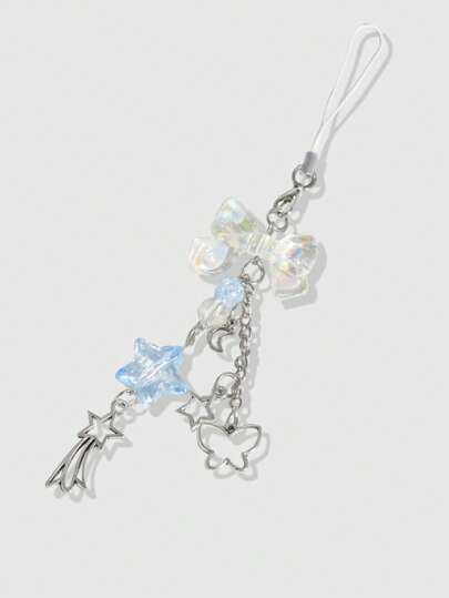 Kawaii منفذ هاتف محمول / مشبك للأمتعة على شكل نجمة زرقاء جذابة وعقدة صغيرة قطعة واحدة