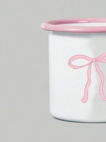 ROMWE Kawaii Niedlicher rosa gerahmter Schleifenbecher, perfekt für Kaffee, Frühstück, Milchtee, Soda, Wasser, Souvenir - Pink - Übersicht 3