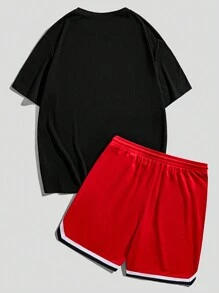 Aesthetic Post Bộ áo thun đen + quần short bóng rổ màu đỏ, size tiêu chuẩn - Nhiều màu - Xem 7