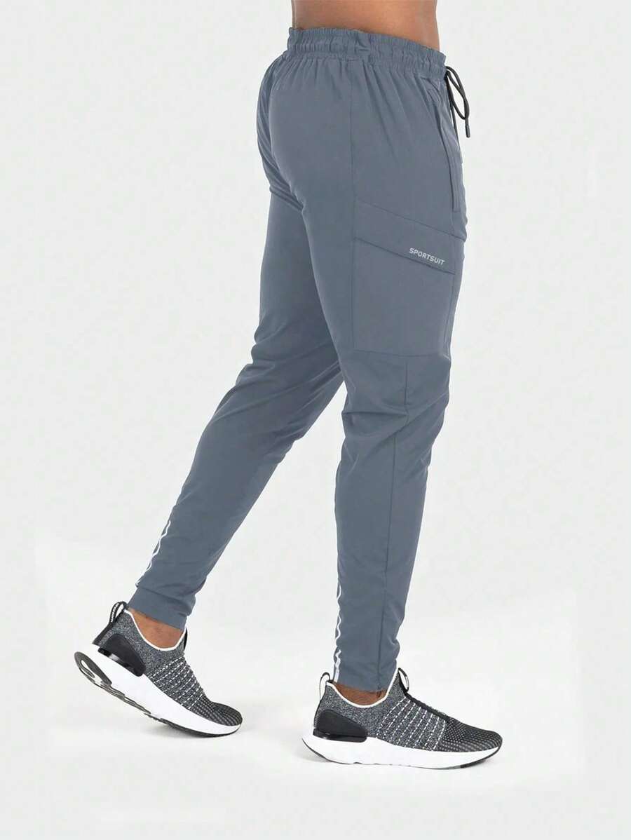 Manfinity Athleisure Boyfriend Style Men's Drawstring Outdoor Sports Pants Sweat Pants - Grey - View 1