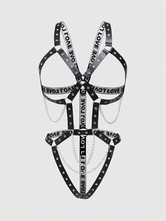 Grunge Punk Body de mujer elegante y sexy con accesorios de cadena de hierro