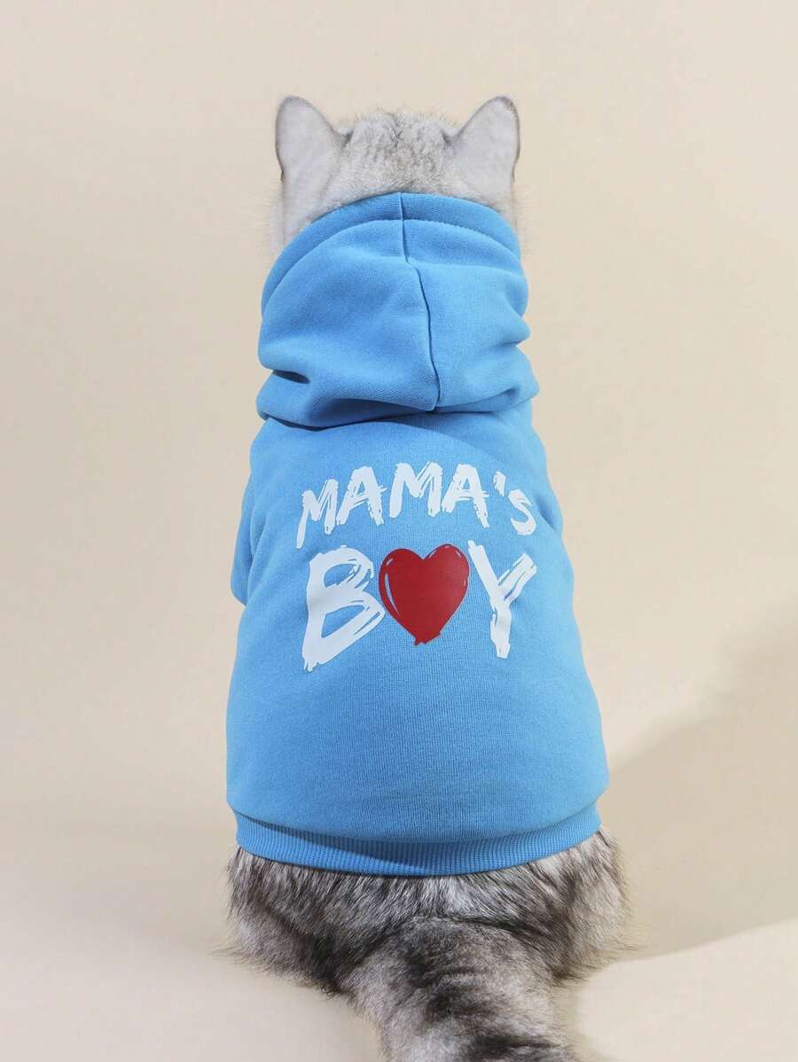1 chiếc áo nỉ in hình thú cưng 'Mama's Boy' trái tim xanh - Nhiều màu - Xem 1