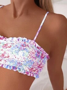 Swim Mod Women's Summer Beach Ditsy Floral Halter Sexy Bikini Set And Swimwear