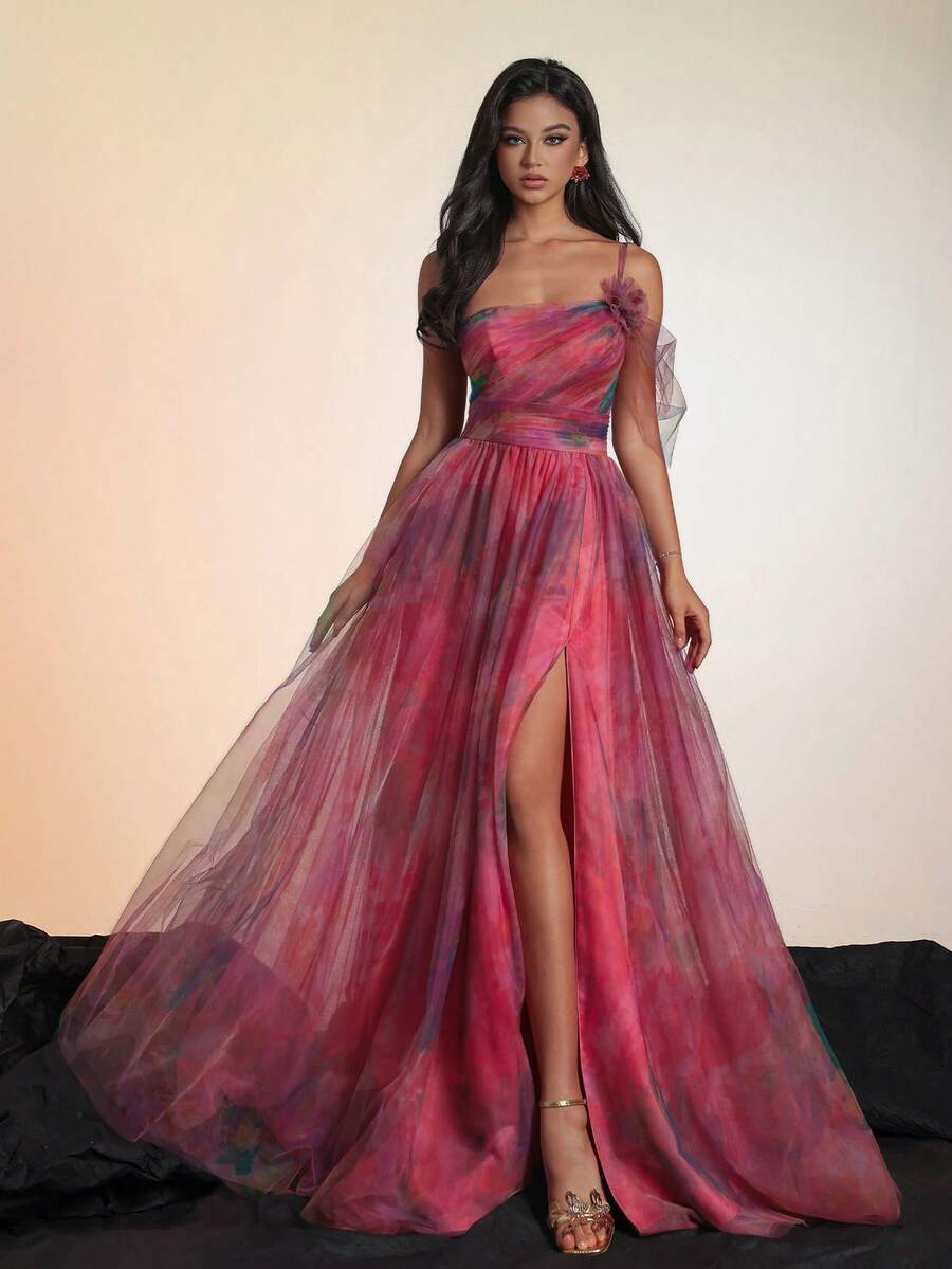 VIPGIRL VIPGIRL elegantes taillenbetontes Mesh-Damen-Abendkleid für Formalanlässe, Hochzeitsgast, für Abschluss, Dinner