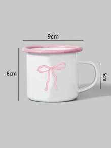 ROMWE Kawaii Niedlicher rosa gerahmter Schleifenbecher, perfekt für Kaffee, Frühstück, Milchtee, Soda, Wasser, Souvenir - Pink - Übersicht 4