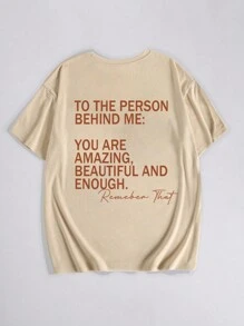 SHEIN CURVE+ Plus Size Letter Print Short Sleeve T-Shirt Summer TO THE PERSON BEHIND ME: YOU ARE AMAZING, BEAUTIFUL AND ENOUGH Remember That YOU Matter Graphic Tees Women Tops