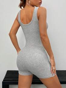 Comfortcana Mono simple y sencillo sin mangas para mujeres, ideal para uso diario - Gris Claro - Ver 3